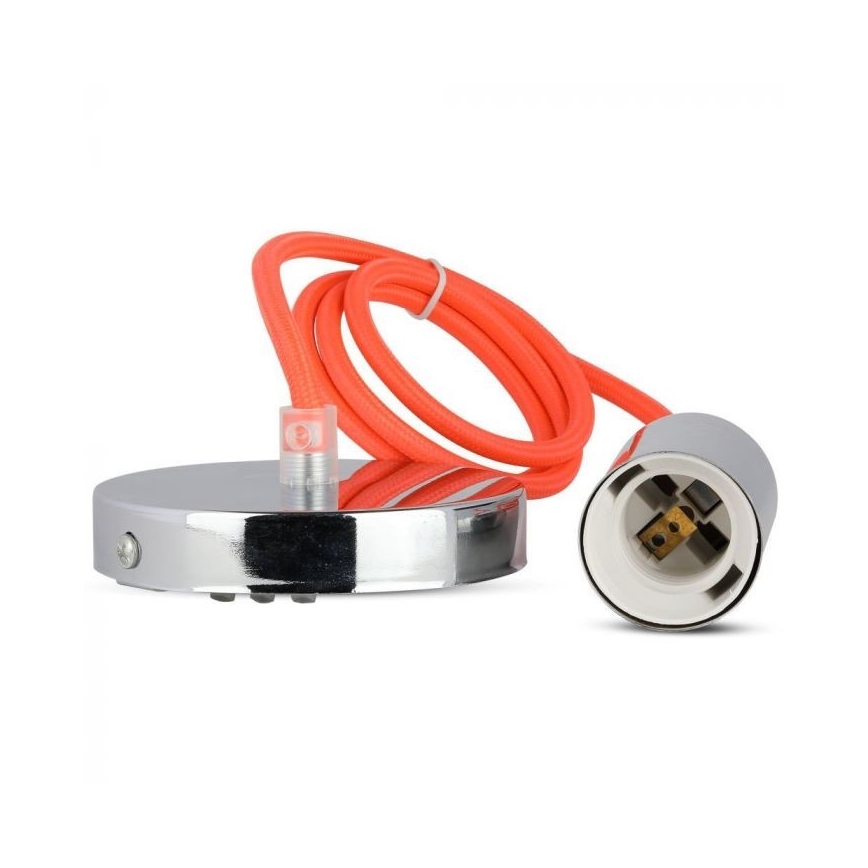 Кабель питания 1xE27/60W/230V оранжевый/блестящий хром
