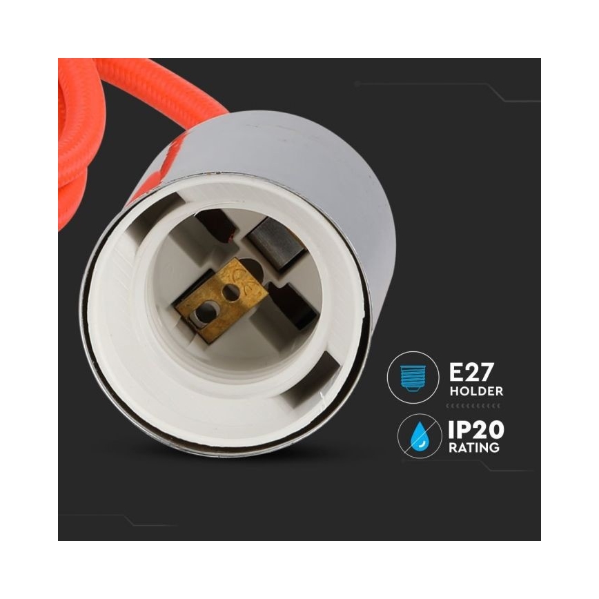 Кабель питания 1xE27/60W/230V оранжевый/блестящий хром
