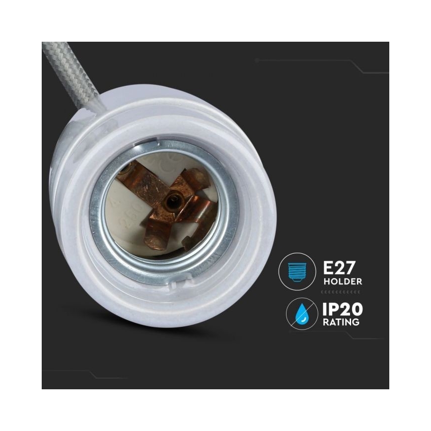 Кабель питания 1xE27/60W/230V серый/фарфор