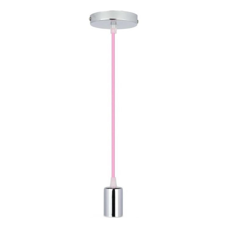 Кабель питания 1xE27/60W/230V светло-розовый/блестящий хром