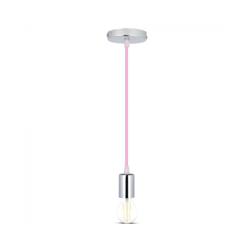 Кабель питания 1xE27/60W/230V светло-розовый/блестящий хром