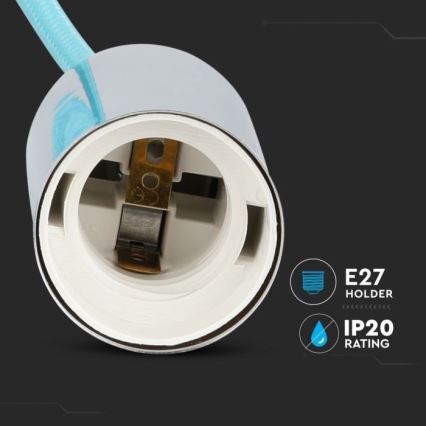 Кабель питания 1xE27/60W/230V светло-синий/блестящий хром