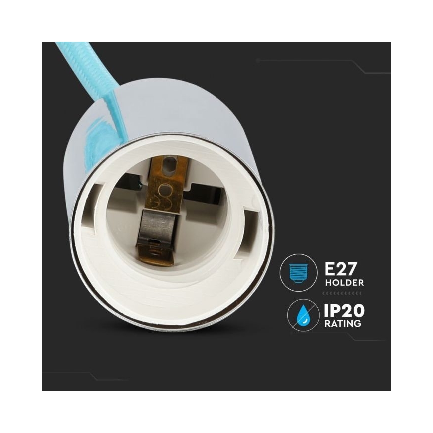 Кабель питания 1xE27/60W/230V светло-синий/блестящий хром