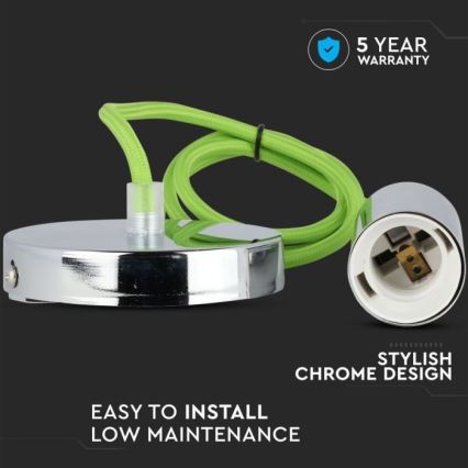 Кабель питания 1xE27/60W/230V зеленый/блестящий хром