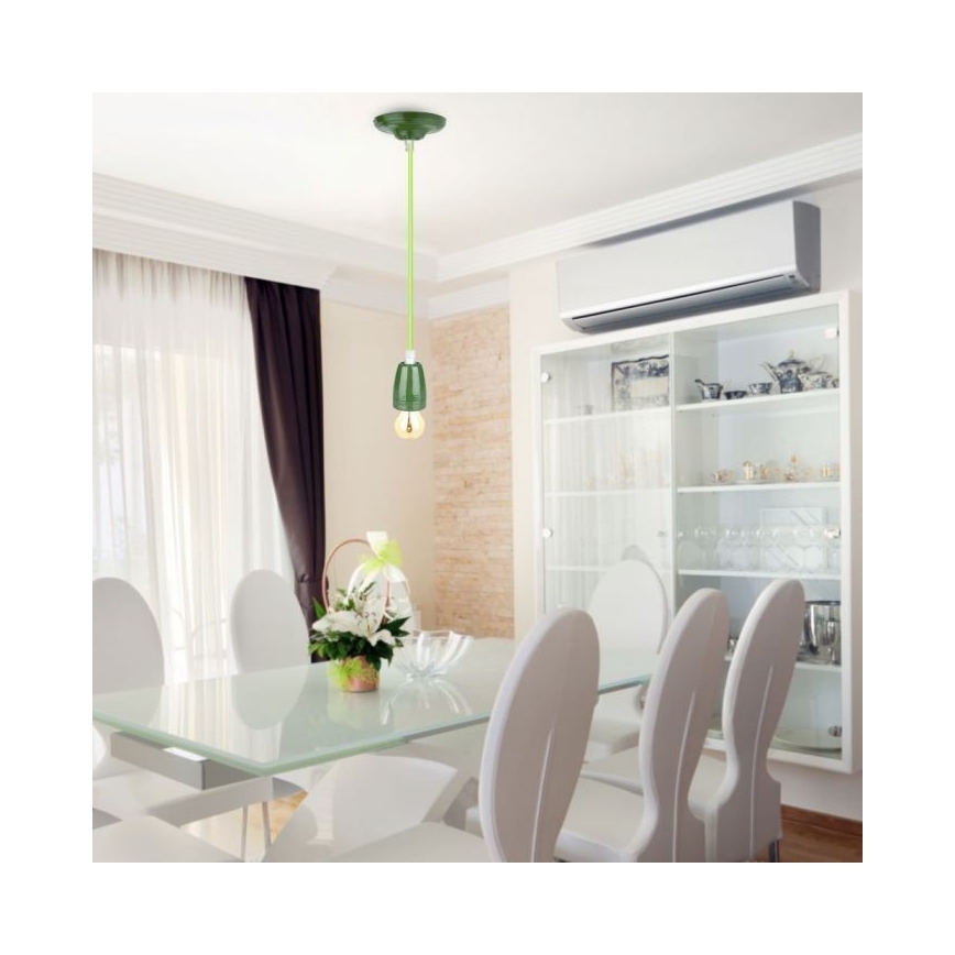 Кабель питания 1xE27/60W/230V зеленый/фарфор