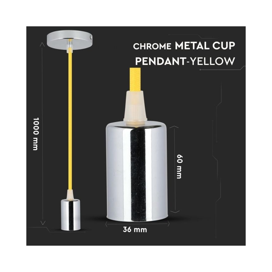 Кабель питания 1xE27/60W/230V желтый/блестящий хром