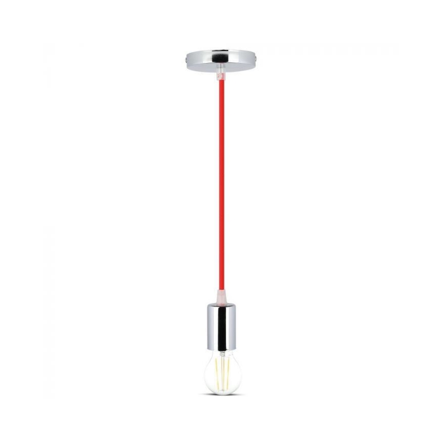 Кабель питания 1xE27/60W/230V красный/блестящий хром