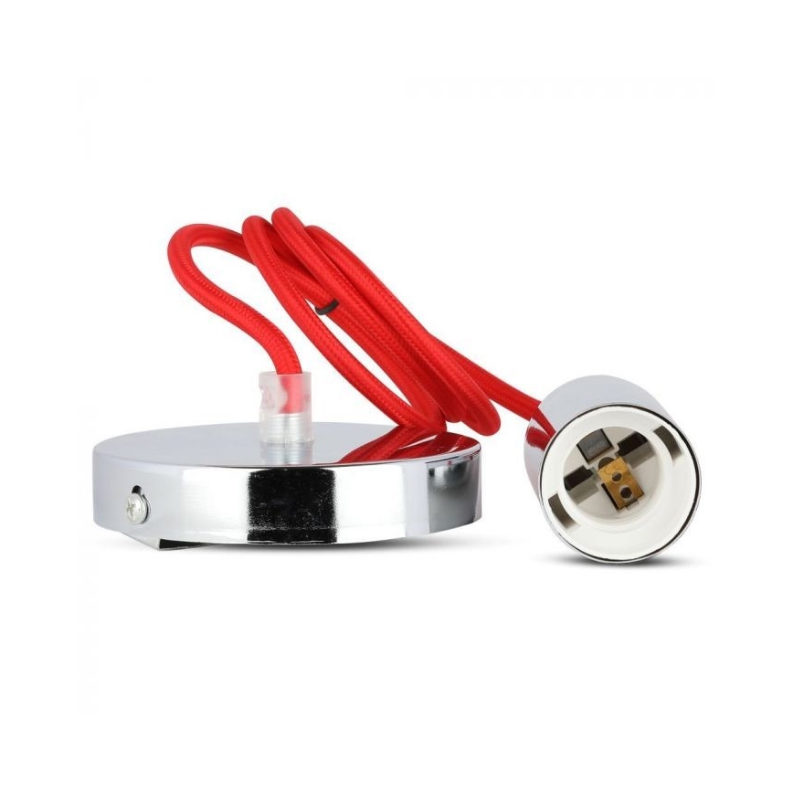 Кабель питания 1xE27/60W/230V красный/блестящий хром