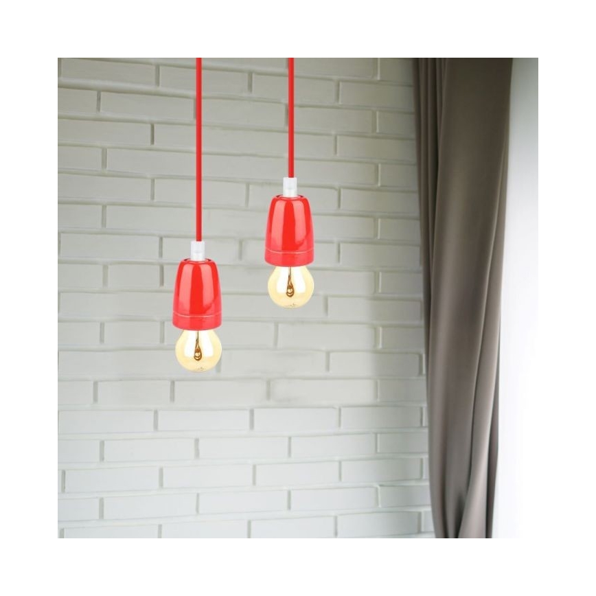 Кабель питания 1xE27/60W/230V красный/фарфор