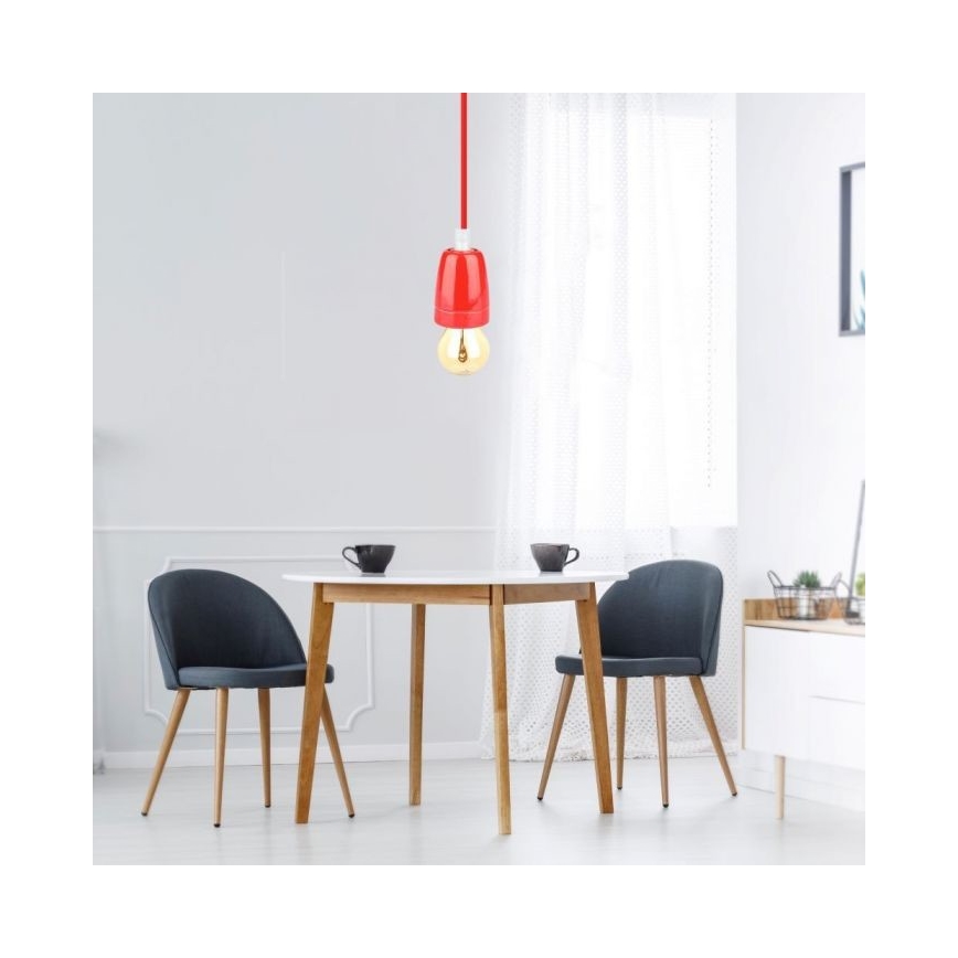 Кабель питания 1xE27/60W/230V красный/фарфор