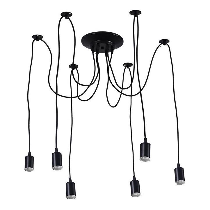 Кабель питания 6xE27/60W/230V паук черный