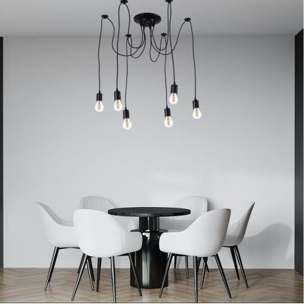 Кабель питания 6xE27/60W/230V паук черный