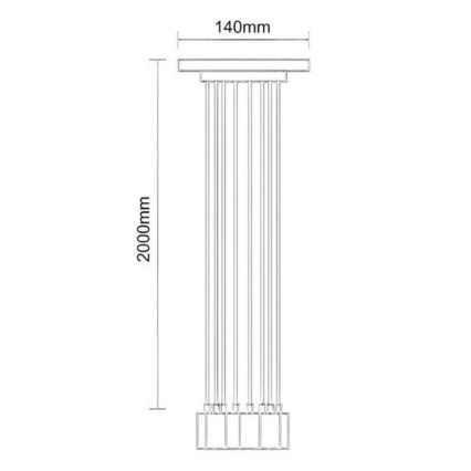 Кабель питания 6xE27/60W/230V паук черный