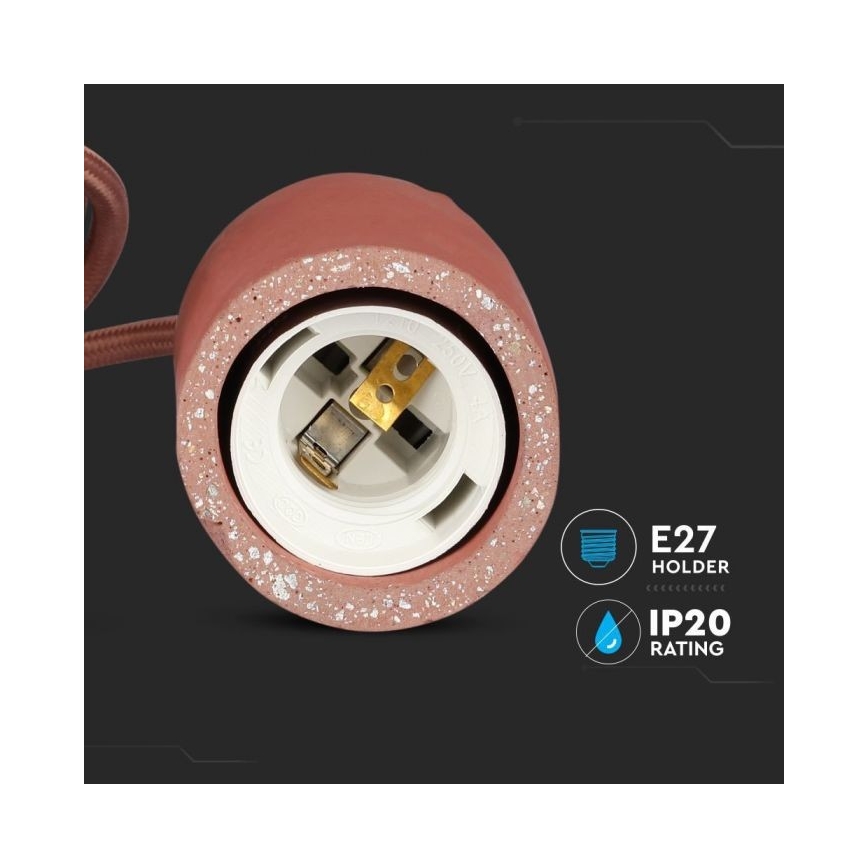 Кабель живлення 1xE27/60W/230V бетон/червоний