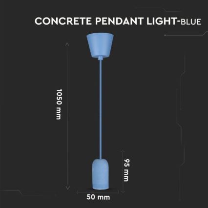 Кабель живлення 1xE27/60W/230V бетон/синій