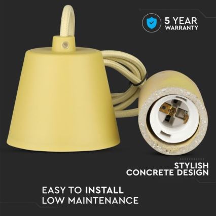Кабель живлення 1xE27/60W/230V бетон/жовтий