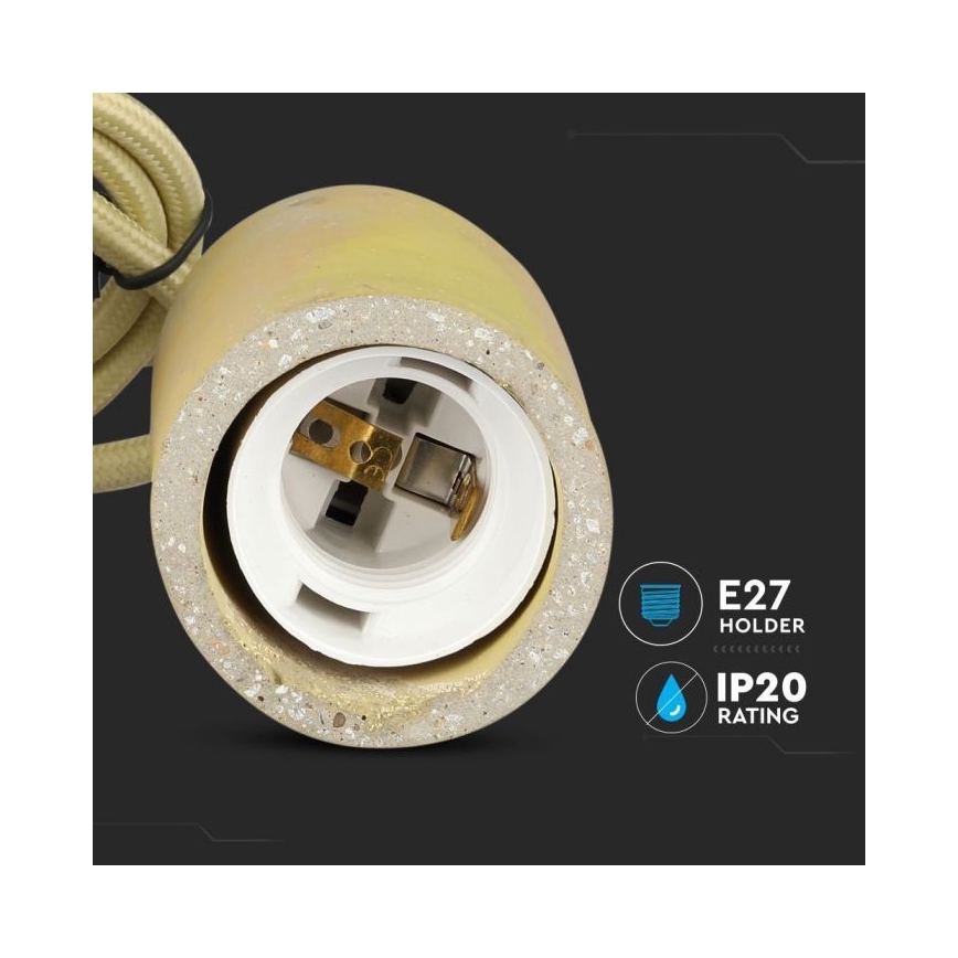 Кабель живлення 1xE27/60W/230V бетон/жовтий