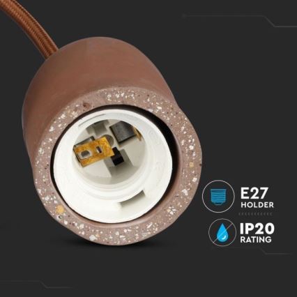 Кабель живлення 1xE27/60W/230V бетон/коричневий