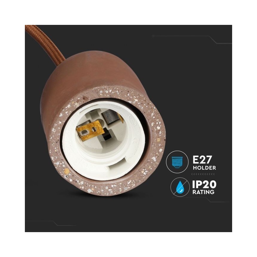Кабель живлення 1xE27/60W/230V бетон/коричневий