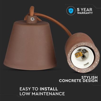 Кабель живлення 1xE27/60W/230V бетон/коричневий