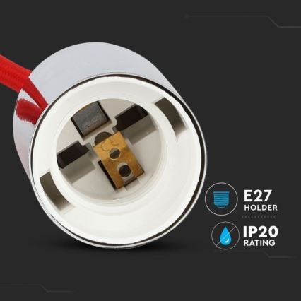 Кабель живлення 1xE27/60W/230V червоний/глянцевий хром