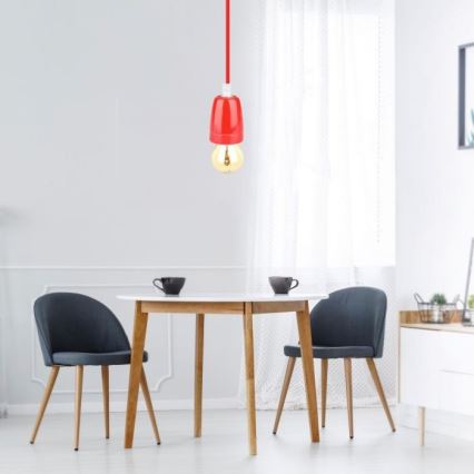 Кабель живлення 1xE27/60W/230V червоний/порцеляна