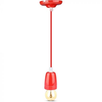 Кабель живлення 1xE27/60W/230V червоний/порцеляна