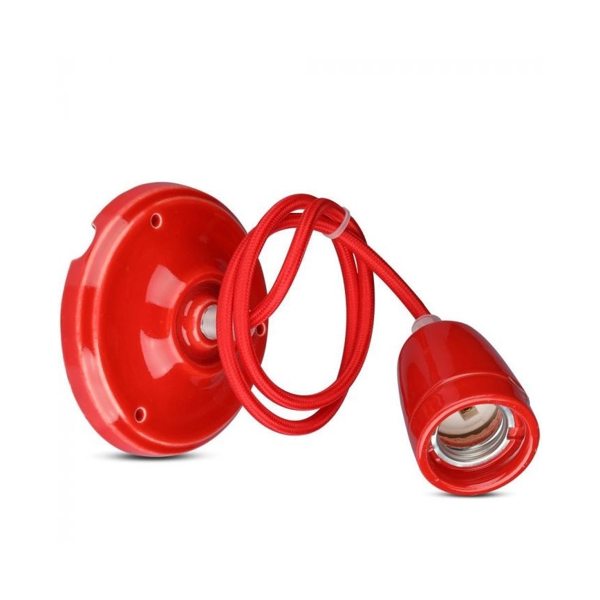 Кабель живлення 1xE27/60W/230V червоний/порцеляна