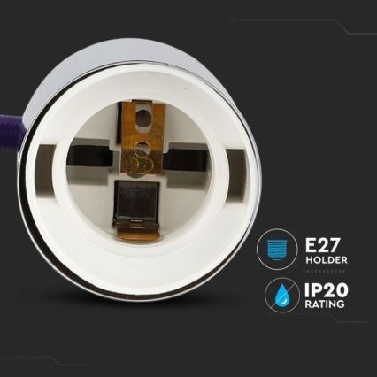Кабель живлення 1xE27/60W/230V фіолетовий/глянцевий хром