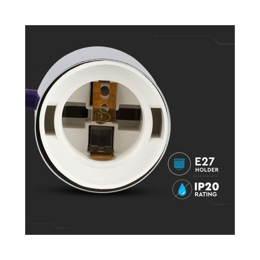 Кабель живлення 1xE27/60W/230V фіолетовий/глянцевий хром