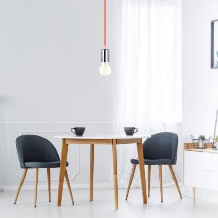 Кабель живлення 1xE27/60W/230V помаранчевий/глянцевий хром