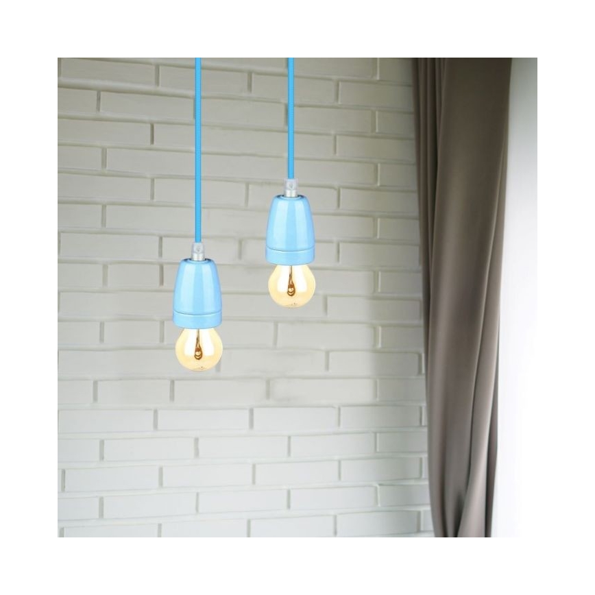 Кабель живлення 1xE27/60W/230V синій/порцеляна