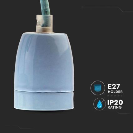 Кабель живлення 1xE27/60W/230V синій/порцеляна