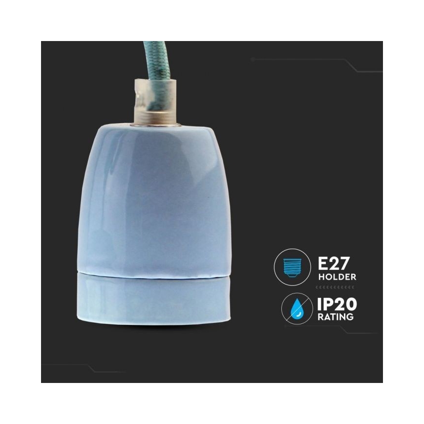 Кабель живлення 1xE27/60W/230V синій/порцеляна