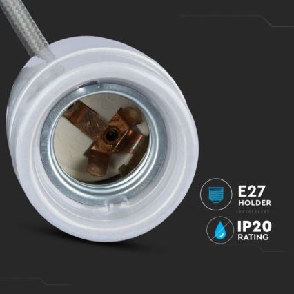 Кабель живлення 1xE27/60W/230V сірий/порцеляна