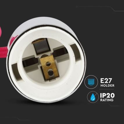 Кабель живлення 1xE27/60W/230V темно-рожевий/глянцевий хром