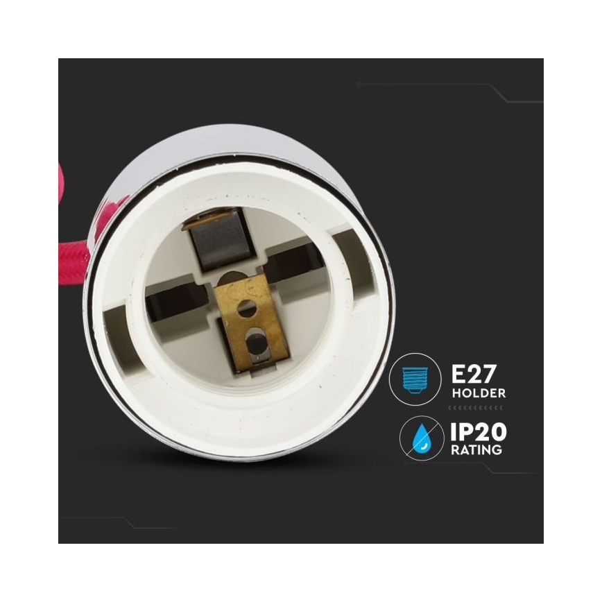 Кабель живлення 1xE27/60W/230V темно-рожевий/глянцевий хром