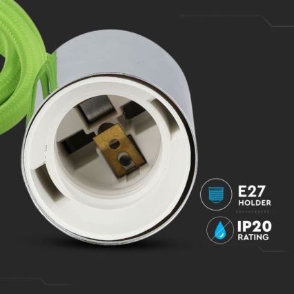 Кабель живлення 1xE27/60W/230V зелений/глянцевий хром