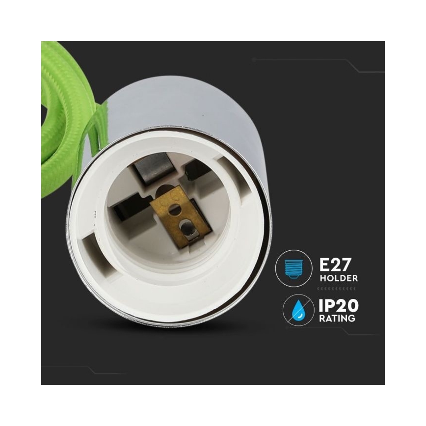 Кабель живлення 1xE27/60W/230V зелений/глянцевий хром