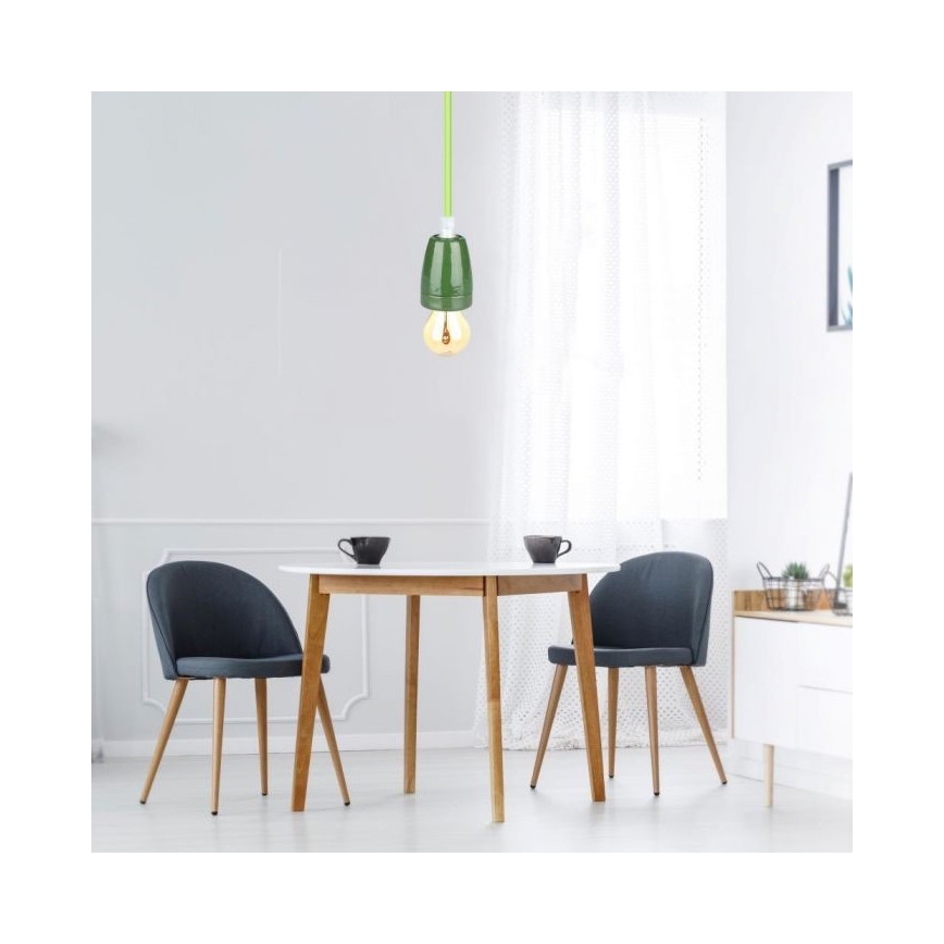 Кабель живлення 1xE27/60W/230V зелений/порцеляна