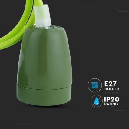 Кабель живлення 1xE27/60W/230V зелений/порцеляна