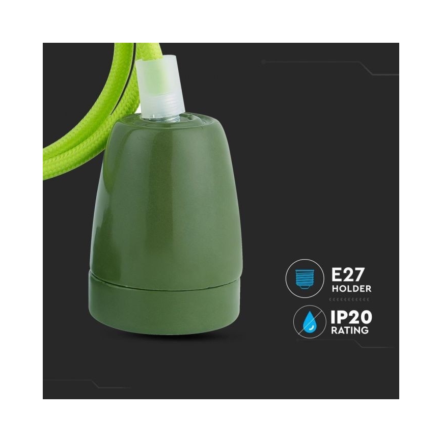 Кабель живлення 1xE27/60W/230V зелений/порцеляна