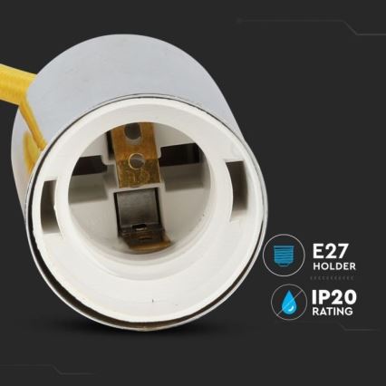 Кабель живлення 1xE27/60W/230V жовтий/глянцевий хром