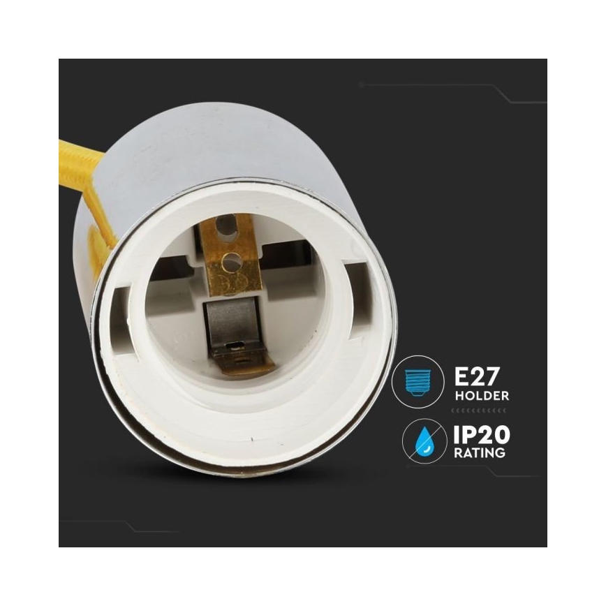 Кабель живлення 1xE27/60W/230V жовтий/глянцевий хром