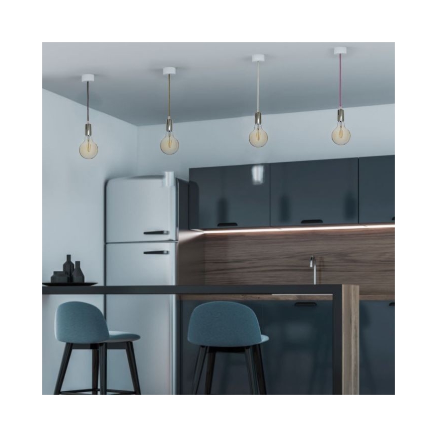 Кабель живлення 1xE27/60W/230V коричневий/глянцевий хром