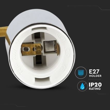 Кабель живлення 1xE27/60W/230V коричневий/глянцевий хром
