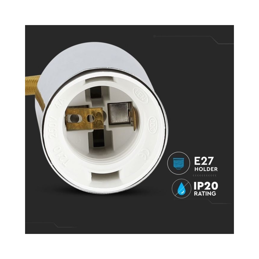 Кабель живлення 1xE27/60W/230V коричневий/глянцевий хром