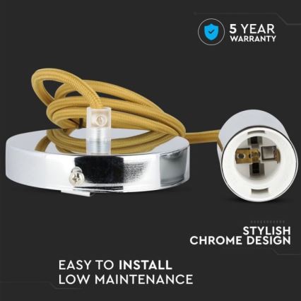 Кабель живлення 1xE27/60W/230V коричневий/глянцевий хром