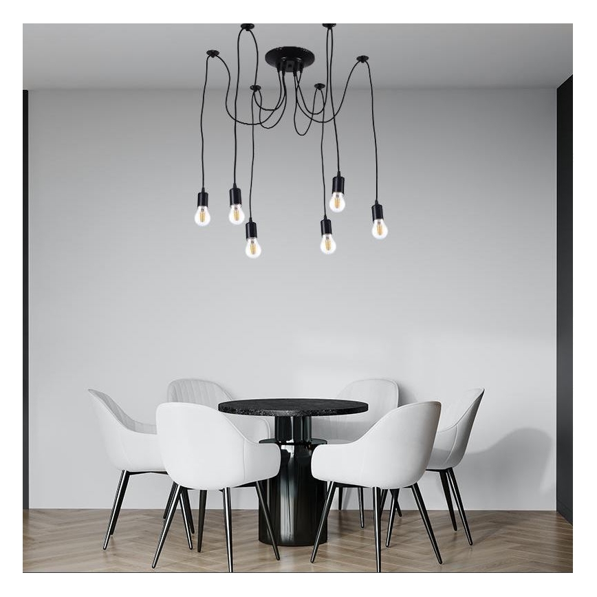 Кабель живлення 6xE27/60W/230V павук чорний