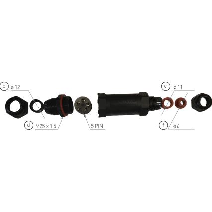 Кабельна муфта CSJ 250V/16A IP68 5x1,5 mm²
